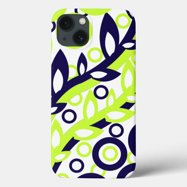 Funda De Case-Mate Para iPhone Hojas Verdes Azules (Reverso)