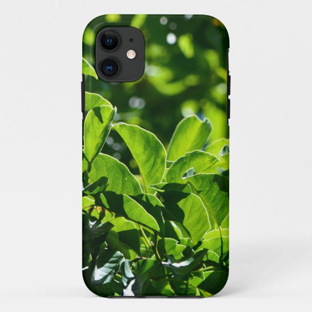 Funda De Case-Mate Para iPhone hojas verdes de primavera. fotografía de la natura (Reverso)