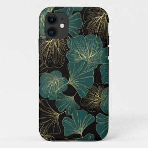 Funda Para iPhone 11 Hojas verdes doradas