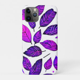 Funda Para iPhone 11 Pro Hojas Vívidas Dibujos Animados: Rosa Púrpura y Azu
