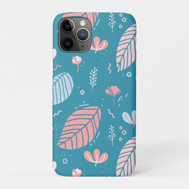 Funda De Case-Mate Para iPhone Hojas y Doodles turquesa y rosa (Reverso)