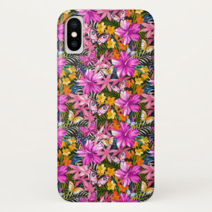 Funda Para iPhone X Hojas y flores tropicales