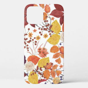 Funda Para iPhone 12 Hojas y Rosas de acuarela de otoño