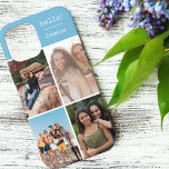 title_seo2 ¡Hola! Cielo azul Collage de fotos personalizado d<br><div class="desc">Cree su propio estuche para teléfono personalizado para iphone 12 pro max y muchos otros modelos. El diseño presenta un collage de fotos en forma de cuadrícula con 4 de tus fotos favoritas, tu nombre y la palabra hola! La plantilla de fotos está preparada para que añadas tus fotos, trabajando...</div>
