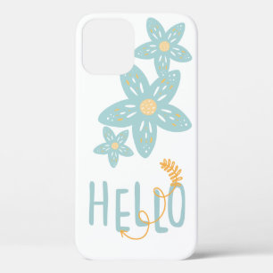 Funda Para iPhone 12 Pro Hola Floral Boho Azul Amarillo Moderno Cute