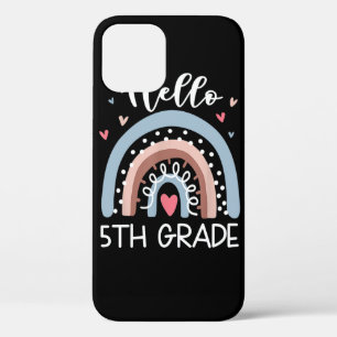 Funda Para iPhone 12 Hola, Grado 5 Grado Funny Boho Rainbow de vuelta a