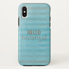 Funda Para iPhone X Hola Hermosa Cita Patrón de rayas Boho