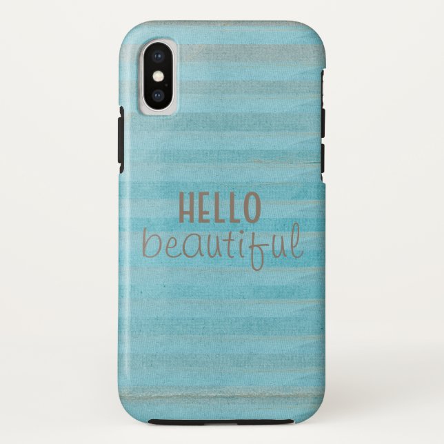 Funda De Case-Mate Para iPhone Hola Hermosa Cita Patrón de rayas Boho (Reverso)