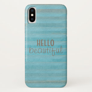 Funda Para iPhone X Hola Hermosa Cita Patrón de rayas Boho