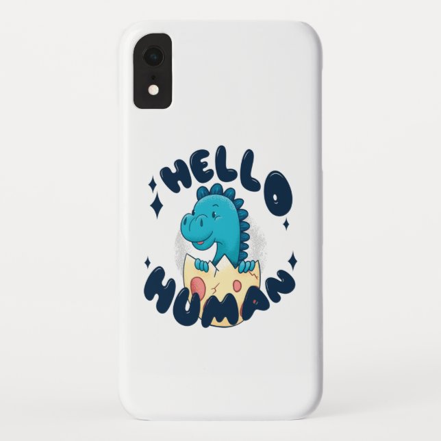 Funda De Case-Mate Para iPhone Hola humano divertido Dinosaurio (Reverso)