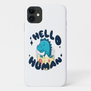 Funda Para iPhone 11 Hola humano divertido Dinosaurio