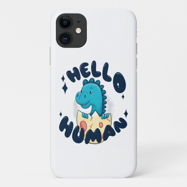 Funda De Case-Mate Para iPhone Hola humano divertido Dinosaurio (Reverso)