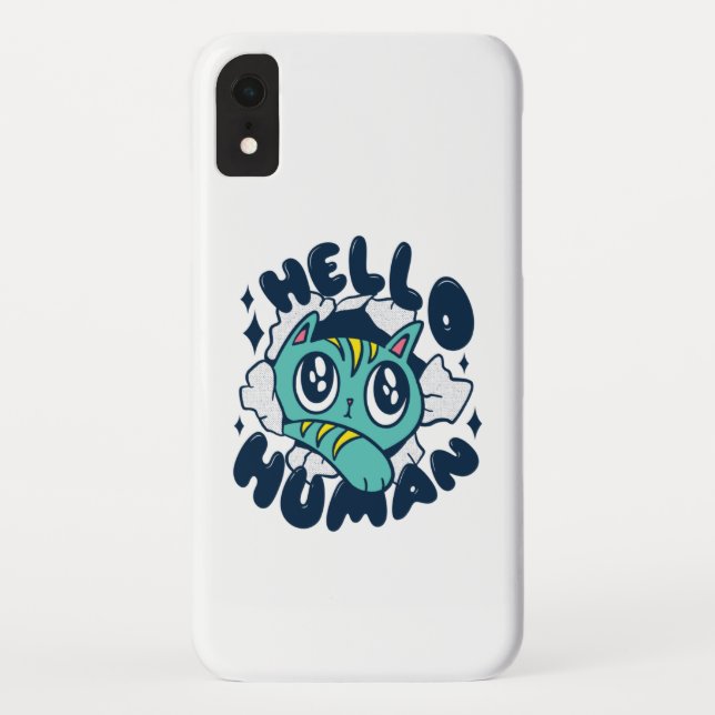 Funda De Case-Mate Para iPhone Hola humano Gato Lindo (Reverso)