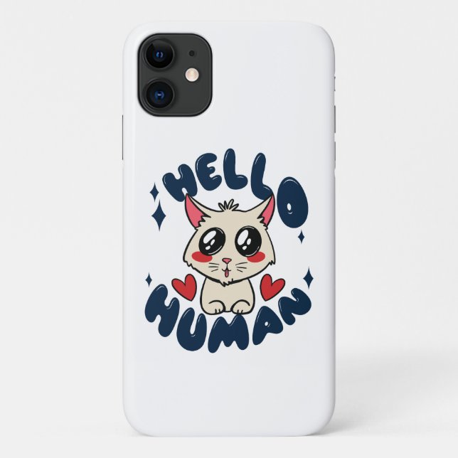 Funda De Case-Mate Para iPhone Hola humano Gato Lindo (Reverso)