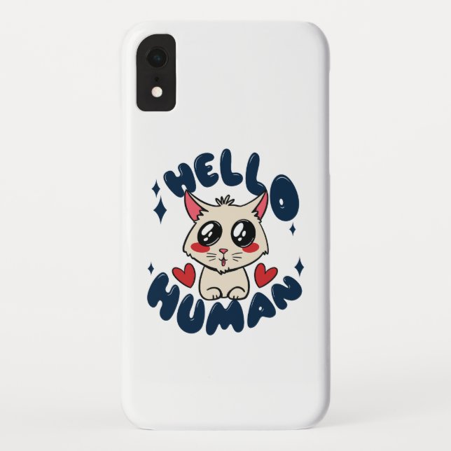 Funda De Case-Mate Para iPhone Hola humano Gato Lindo (Reverso)