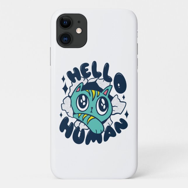 Funda De Case-Mate Para iPhone Hola humano Gato Lindo (Reverso)