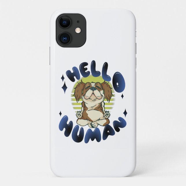 Funda De Case-Mate Para iPhone Hola humano Perro de yoga meditando (Reverso)