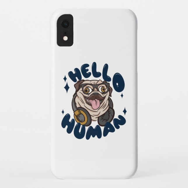 Funda De Case-Mate Para iPhone Hola humano Perro lindo (Reverso)