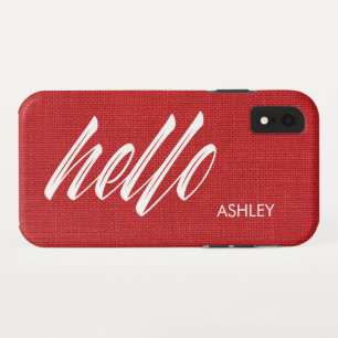 Funda Para iPhone XR Hola Nombre de guión blanco en la foto de textura