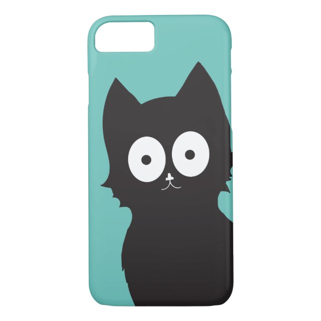 Funda De Case-Mate Para iPhone ¡Hola! | Silhouette de Black Kitty Verde azulada (Reverso)