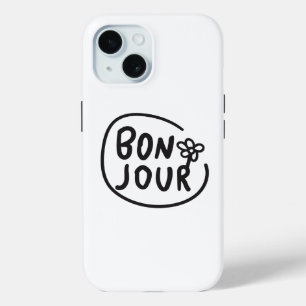 Funda Para iPhone 15 Hola Simple Floral Francés Saludo Moderno