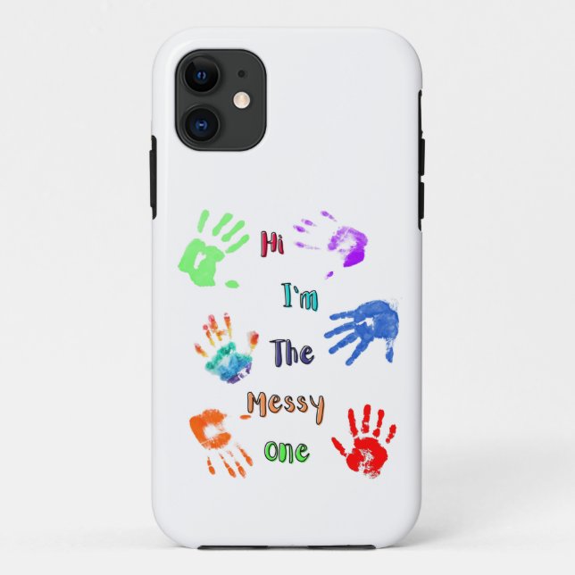 Funda De Case-Mate Para iPhone Hola, soy el desordenado - Paint Handprints (Reverso)