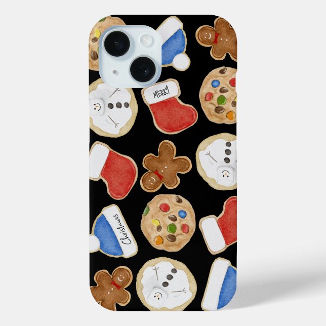 Funda De Case-Mate Para iPhone Holiday Christmas Cookies Black (Reverso )