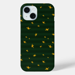 Funda Para iPhone 15 Holiday Green Yellow Stripe Star Christmas 