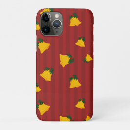 Funda Para iPhone 11 Pro Holiday Red Gold Stripe Bells Christmas