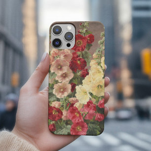 Funda Para iPhone 15 Pro Max Hollyhocks rojo, blanco y rosa, Christensen