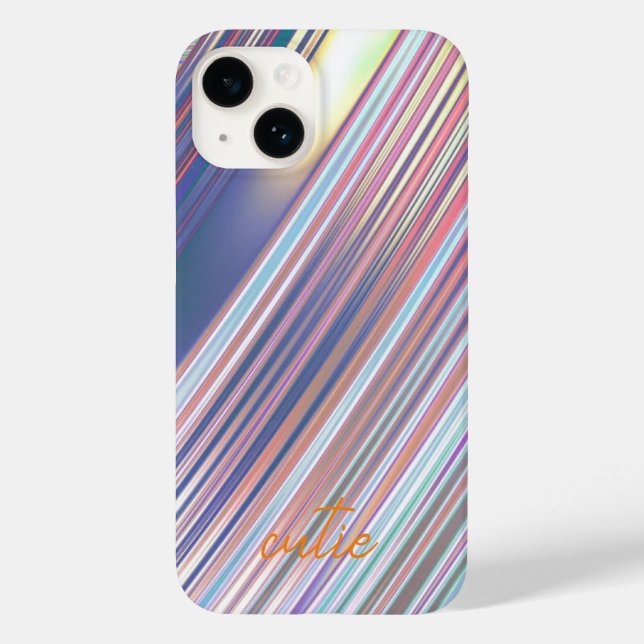 Funda De Case-Mate Para iPhone Holográfico Cute Striped Girly (Reverso )