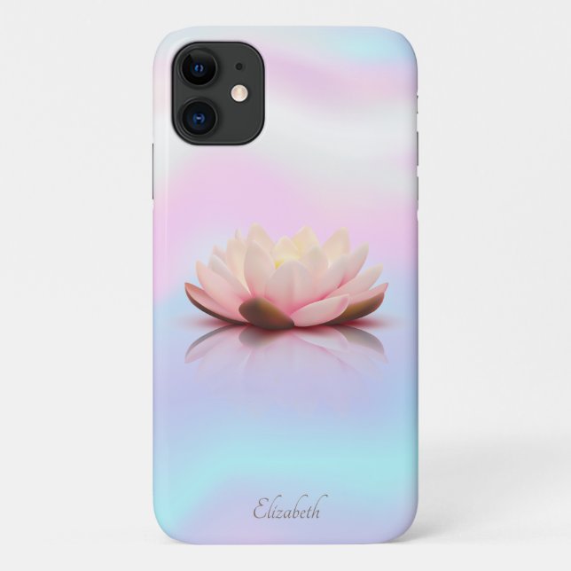 Funda De Case-Mate Para iPhone Holográfico elegante de flores Lotus (Reverso)