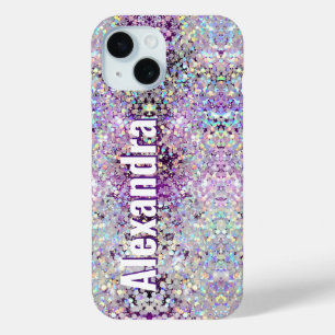 Funda Para iPhone 15 Holographic Bling Sparkles Purpurina Purple