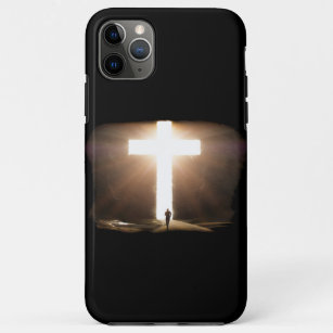 Funda Para iPhone 11 Pro Max Hombre corriendo a la brillante Cruz Cristiana de 