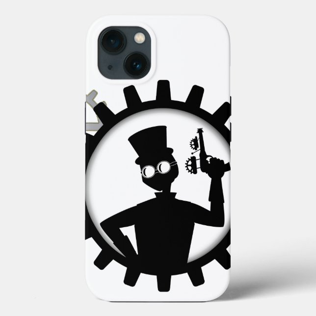 Funda De Case-Mate Para iPhone Hombre De Steampunk Sostiene Un Arma En El Arco (Reverso )