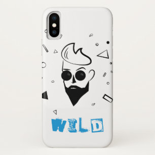 Funda Para iPhone X Hombre salvaje - Hombre esbozado en negro, blanco