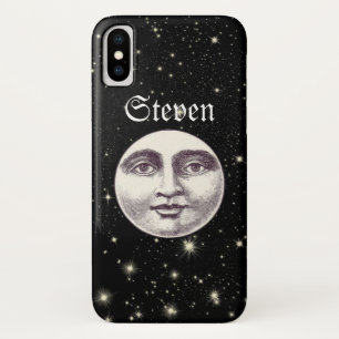 Funda Para iPhone X Hombre vintage en la luna luna llena cara blanco n