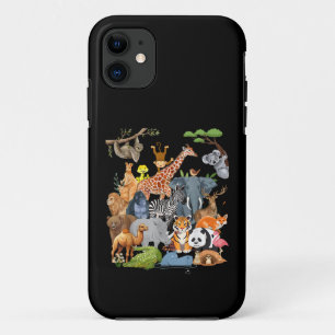 Funda Para iPhone 11 Hombres Mujeres y Niños Vida Silvestre Día de Fies