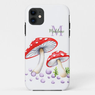 Funda Para iPhone 11 Hongos Acuarela de Lunares Coloridos Monograma