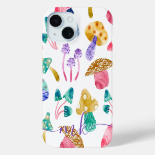 Funda Para iPhone 15 Hongos adorables de acuarela