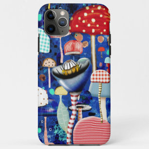 Funda Para iPhone 11 Pro Max hongos azul marino gingham azul