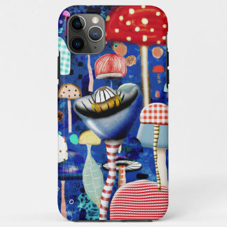 Funda Para iPhone 11 Pro Max hongos azul marino gingham azul