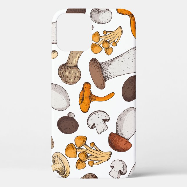 Funda De Case-Mate Para iPhone Hongos dibujados a mano: fondo de comida. (Reverso )