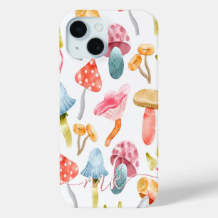 Funda Para iPhone 15 Hongos Pastel al Acuarela