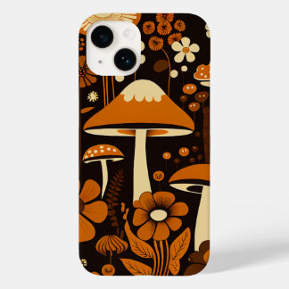 Funda Para iPhone 14 De Case-Mate Hongos y flores marrones y Naranjas retro de los a