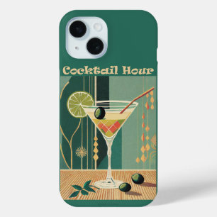 Funda Para iPhone 15 Hora de Cóctel Diseño de Mitad de Siglo