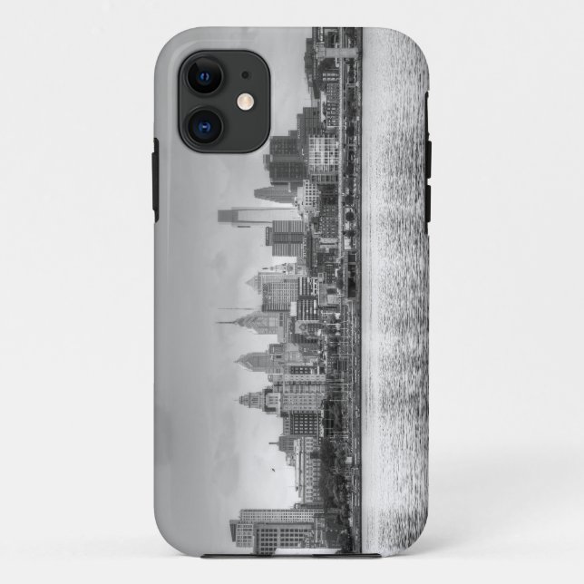 Funda De Case-Mate Para iPhone Horizonte de Philadelphia en blanco y negro (Reverso)