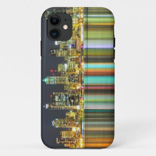 Funda Para iPhone 11 Horizonte de Seattle en la noche con la reflexión