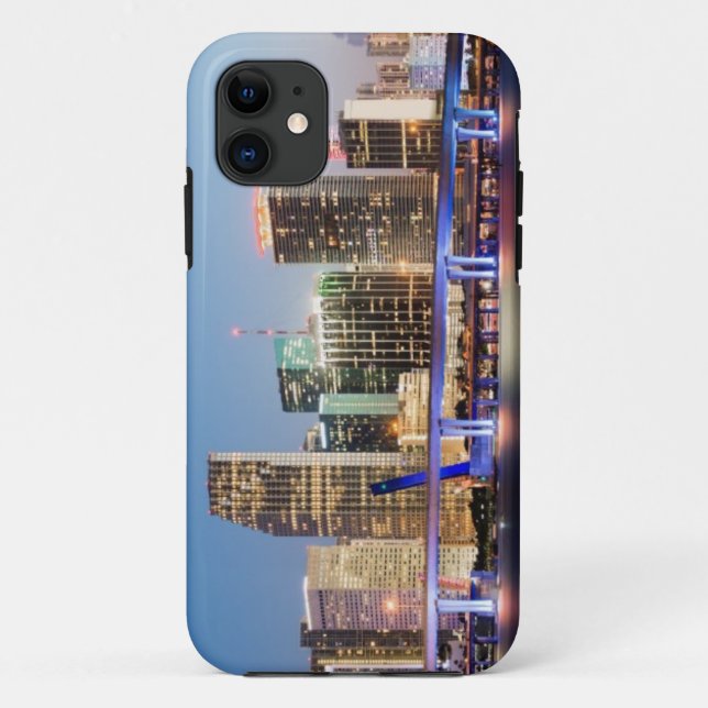 Funda De Case-Mate Para iPhone Horizonte iluminado de Miami céntrica en la (Reverso)