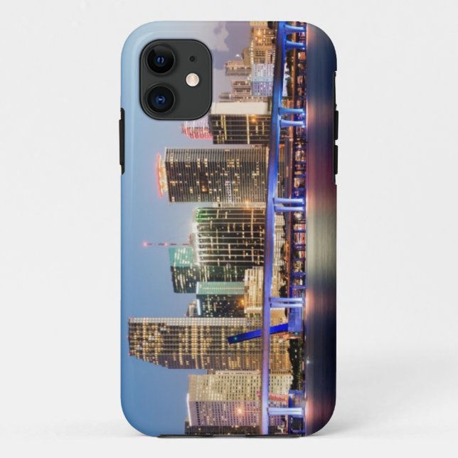 Funda De Case-Mate Para iPhone Horizonte iluminado de Miami céntrica en la (Reverso)